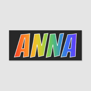 Förnamn "ANNA": Rolig regnbågefärgläggning Namnbricka