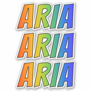 Förnamn "ARIA" med rolig regnbågefärgläggning Klistermärken