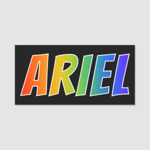 Förnamn "ARIEL": Rolig regnbågefärgläggning Namnbricka