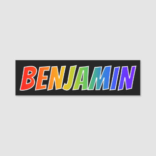 Förnamn "BENJAMIN": Rolig regnbågefärgläggning Namnbricka