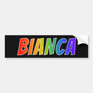 Förnamn "BIANCA": Rolig regnbågefärgläggning Bildekal