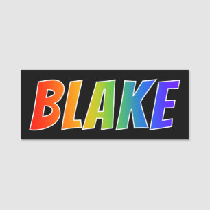 Förnamn "BLAKE": Rolig regnbågefärgläggning Namnbricka