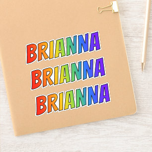 Förnamn "BRIANNA" med rolig regnbågefärgläggni Klistermärken