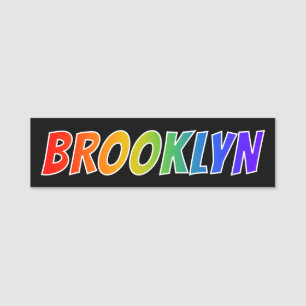 Förnamn "BROOKLYN": Rolig regnbågefärgläggning Namnbricka