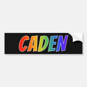 Förnamn "CADEN": Rolig regnbågefärgläggning Bildekal