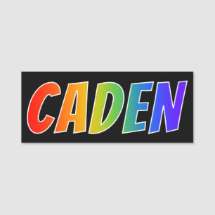 Förnamn "CADEN": Rolig regnbågefärgläggning Namnbricka
