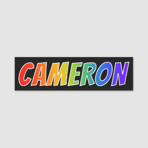 Förnamn "CAMERON": Rolig regnbågefärgläggning Namnbricka