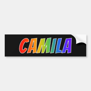 Förnamn "CAMILA": Rolig regnbågefärgläggning Bildekal