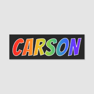 Förnamn "CARSON": Rolig regnbågefärgläggning Namnbricka