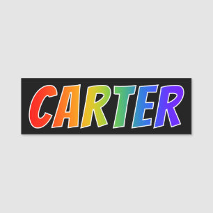 Förnamn "CARTER": Rolig regnbågefärgläggning Namnbricka