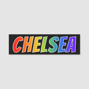 Förnamn "CHELSEA": Rolig regnbågefärgläggning Namnbricka