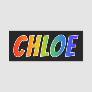 Förnamn "CHLOE": Rolig regnbågefärgläggning Namnbricka