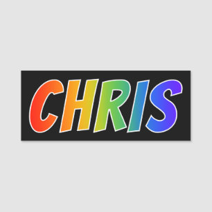Förnamn "CHRIS": Rolig regnbågefärgläggning Namnbricka