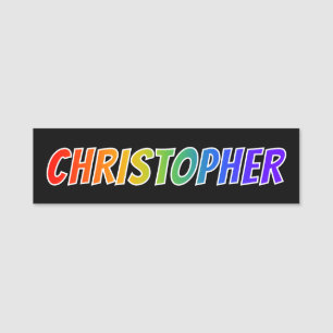 Förnamn "CHRISTOPHER": Rolig regnbågefärgläggn Namnbricka