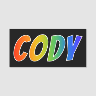 Förnamn "CODY": Rolig regnbågefärgläggning Namnbricka