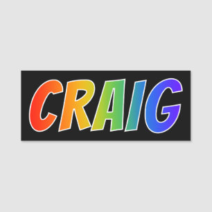 Förnamn "CRAIG": Rolig regnbågefärgläggning Namnbricka