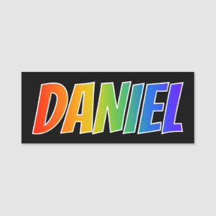Förnamn "DANIEL": Rolig regnbågefärgläggning Namnbricka