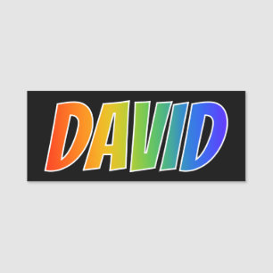 Förnamn "DAVID": Rolig regnbågefärgläggning Namnbricka