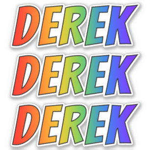 Förnamn "DEREK" med rolig regnbågefärgläggning Klistermärken