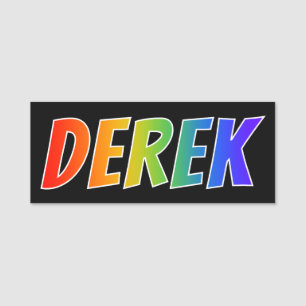 Förnamn "DEREK": Rolig regnbågefärgläggning Namnbricka