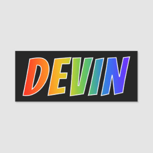 Förnamn "DEVIN": Rolig regnbågefärgläggning Namnbricka