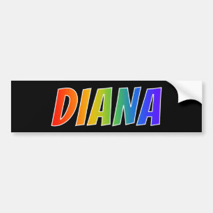 Förnamn "DIANA": Rolig regnbågefärgläggning Bildekal