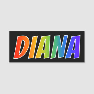 Förnamn "DIANA": Rolig regnbågefärgläggning Namnbricka