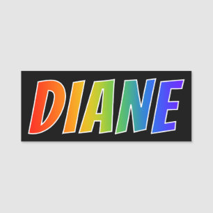 Förnamn "DIANE": Rolig regnbågefärgläggning Namnbricka