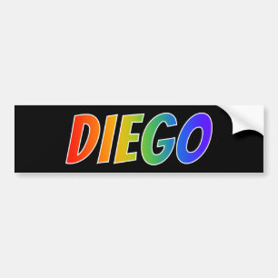 Förnamn "DIEGO": Rolig regnbågefärgläggning Bildekal