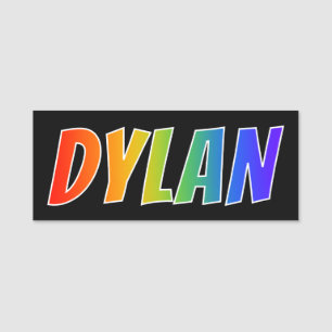 Förnamn "DYLAN": Rolig regnbågefärgläggning Namnbricka