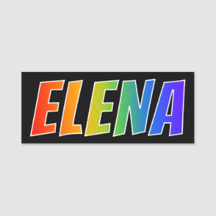 Förnamn "ELENA": Rolig regnbågefärgläggning Namnbricka