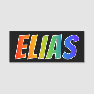 Förnamn "ELIAS": Rolig regnbågefärgläggning Namnbricka
