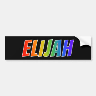 Förnamn "ELIJAH": Rolig regnbågefärgläggning Bildekal