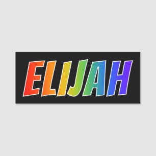 Förnamn "ELIJAH": Rolig regnbågefärgläggning Namnbricka