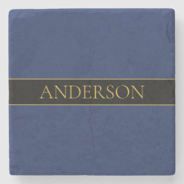 Förnamn eller företag för marinblått och Guld Namn Stenunderlägg