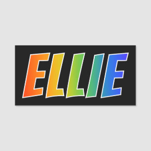 Förnamn "ELLIE": Rolig regnbågefärgläggning Namnbricka