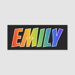 Förnamn "EMILY": Rolig regnbågefärgläggning Namnbricka
