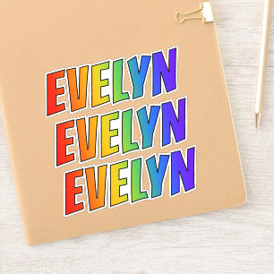 Förnamn "EVELYN" med rolig regnbågefärgläggnin Klistermärken