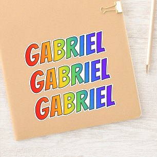 Förnamn "GABRIEL" med rolig regnbågefärgläggni Klistermärken