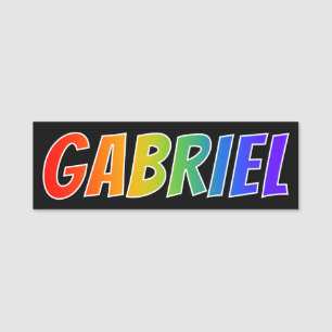 Förnamn "GABRIEL": Rolig regnbågefärgläggning Namnbricka