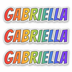 Förnamn "GABRIELLA" med rolig regnbågefärglägg Klistermärken