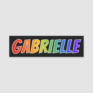 Förnamn "GABRIELLE": Rolig regnbågefärgläggnin Namnbricka