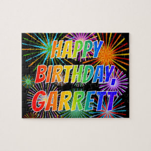 Förnamn "GARRETT", Kul "GRATTIS PÅ FÖDELSEDAGEN" Pussel