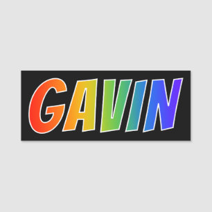 Förnamn "GAVIN": Rolig regnbågefärgläggning Namnbricka