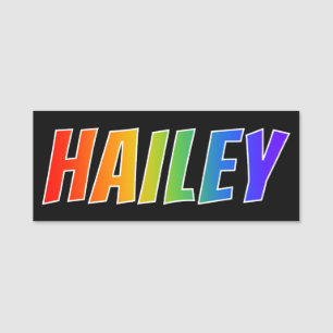 Förnamn "HAILEY": Rolig regnbågefärgläggning Namnbricka