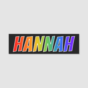 Förnamn "HANNAH": Rolig regnbågefärgläggning Namnbricka