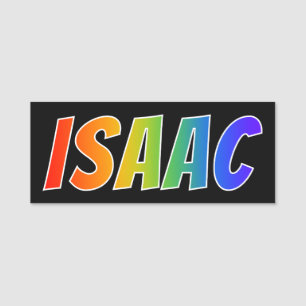 Förnamn "ISAAC": Rolig regnbågefärgläggning Namnbricka