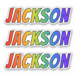 Förnamn "JACKSON" med rolig regnbågefärgläggni Klistermärken