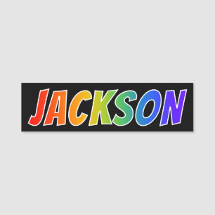 Förnamn "JACKSON": Rolig regnbågefärgläggning Namnbricka