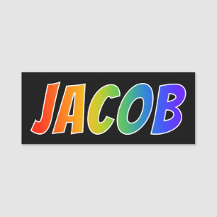 Förnamn "JACOB": Rolig regnbågefärgläggning Namnbricka